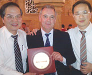 Testerion MD Peter Vichos (middle) holding the Million Dollar presentation. To the left is Jim Lin, TRI’s vice president of global sales and to the right is Jonathan Lin, TRI vice president of international business development